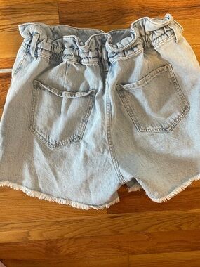 7 For All Mankind Light Blue Denim Paperbag Waist Shorts
